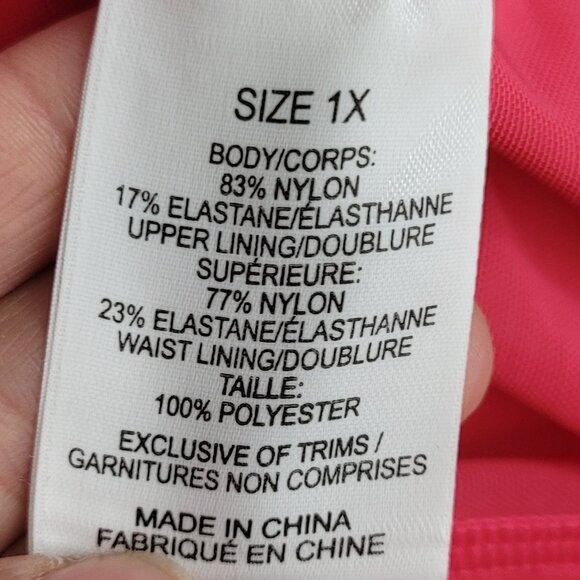 Pink & White Swimsuit Bikini Top VNeck Pullover Double Layer Tank Plus Size 1X - Picture 9 of 12